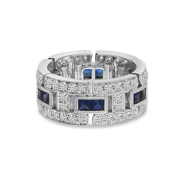 14K White Gold Precious and Diamond Geometric Eternity Band Ambassador Diamond Jewelers Tucson, AZ