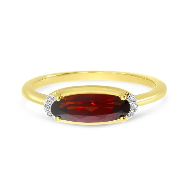14K Yellow Gold Elongated Garnet with Diamond Ring SIERRA MOON Auburn, CA