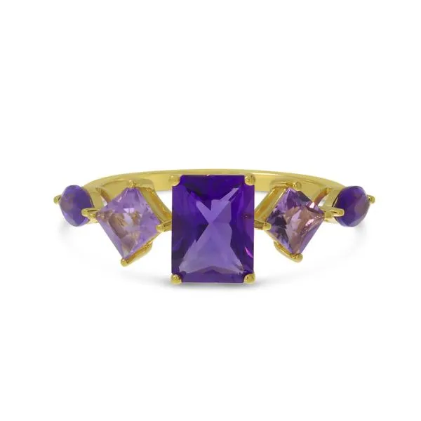 14K Yellow Gold Fancy Cut Light & Dark Amethyst Ring Rick's Jewelers California, MD
