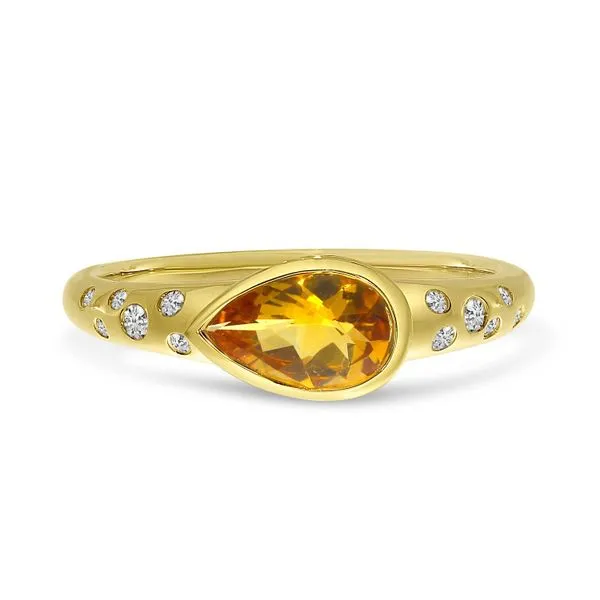 14k Yellow Gold Pear Citrine And Diamond Band Ring SIERRA MOON Auburn, CA