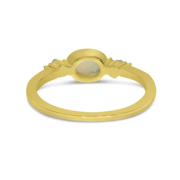 14k Yellow Gold Oval Opal and Diamond Milgrain Ring Image 3 Moseley Diamond Showcase Inc Lexington, SC