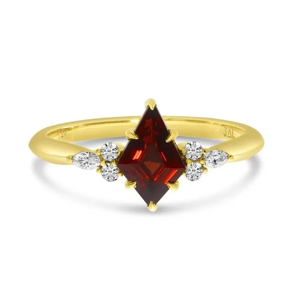 14K Yellow Gold Marquise Garnet and Diamond Kite Shape Ring Ambassador Diamond Jewelers Tucson, AZ