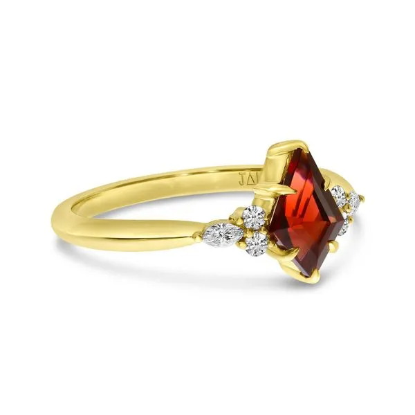14K Yellow Gold Marquise Garnet and Diamond Kite Shape Ring Image 3 Ambassador Diamond Jewelers Tucson, AZ