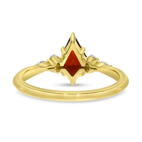 14K Yellow Gold Marquise Garnet and Diamond Kite Shape Ring Image 4 Ambassador Diamond Jewelers Tucson, AZ