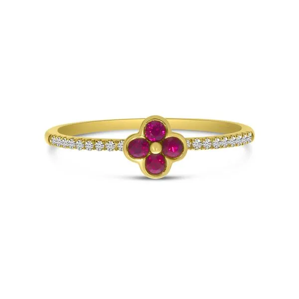14K Yellow Gold Ruby and Diamond Precious Clover Ring Ambassador Diamond Jewelers Tucson, AZ