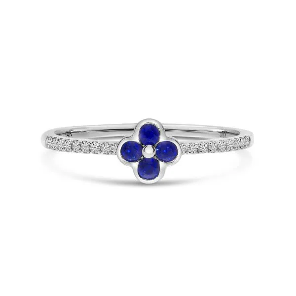 14K White Gold Sapphire and Diamond Precious Clover Ring Clater Jewelers Louisville, KY