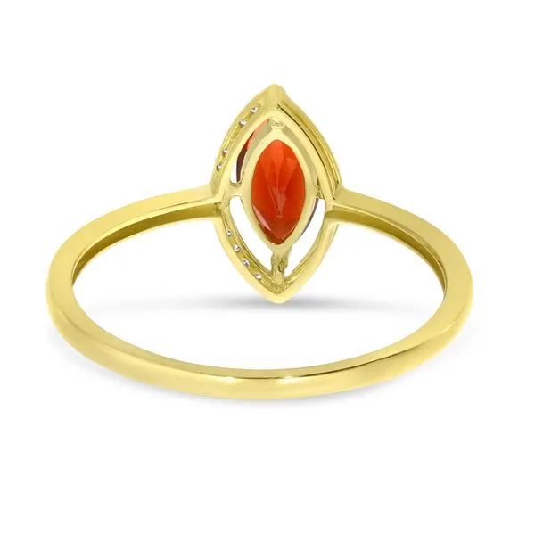 14k Yellow Gold Marquise Garnet with Half Diamond Halo Semi Precious Ring Image 4 Ambassador Diamond Jewelers Tucson, AZ