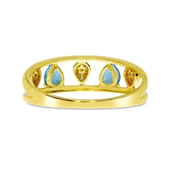 14K Yellow Gold Alternating Pear Blue Topaz and Diamond Open Band Ring Image 3 Ambassador Diamond Jewelers Tucson, AZ