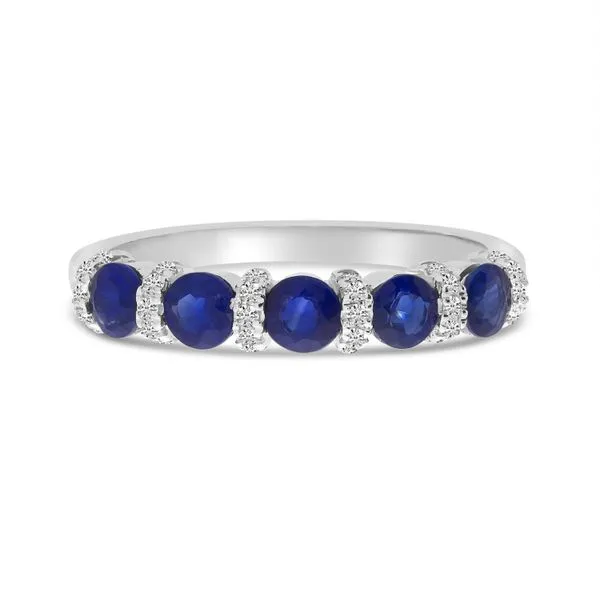14K White Gold Sapphire and Diamond Alternating Band Ambassador Diamond Jewelers Tucson, AZ
