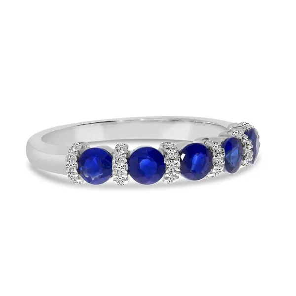 14K White Gold Sapphire and Diamond Alternating Band Image 4 Ambassador Diamond Jewelers Tucson, AZ