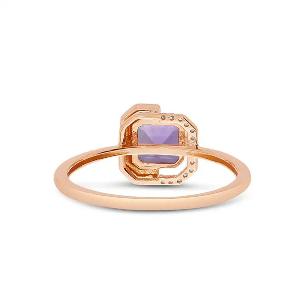 14K Rose Gold Cushion Amethyst with Diamond Half Halo Ring Image 3 Castle Couture Fine Jewelry Manalapan, NJ