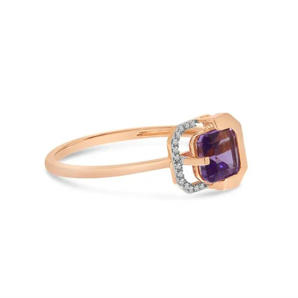 14K Rose Gold Cushion Amethyst with Diamond Half Halo Ring Image 4 Ambassador Diamond Jewelers Tucson, AZ