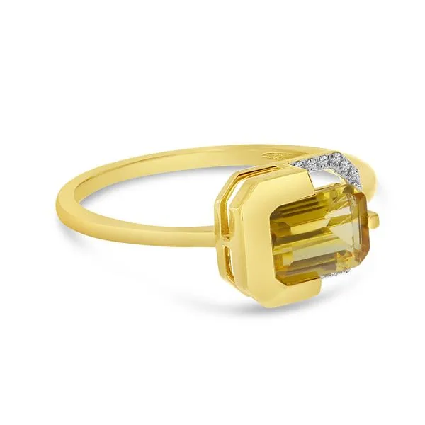 14K Yellow Gold Octagon Citrine with Diamond Half Halo Ring Image 4 Clater Jewelers Louisville, KY