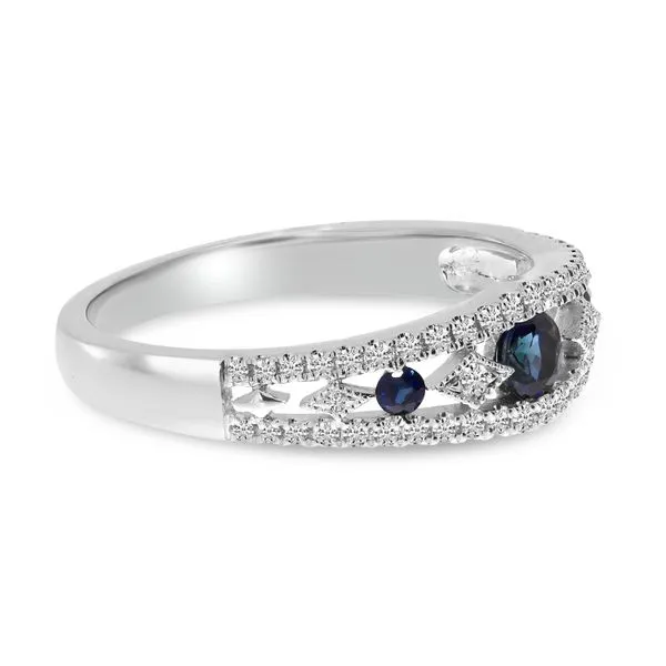 14K White Gold Sapphire and Diamond Alternating Band Image 3 Castle Couture Fine Jewelry Manalapan, NJ