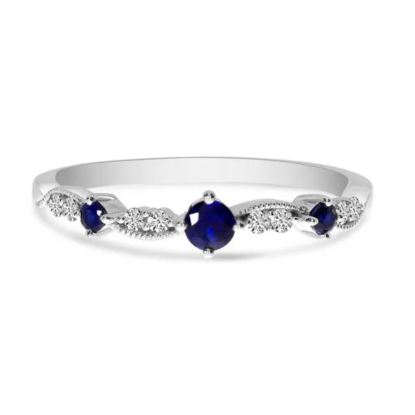 14K White Gold Sapphire and Diamond Stackable Band Ring Ambassador Diamond Jewelers Tucson, AZ
