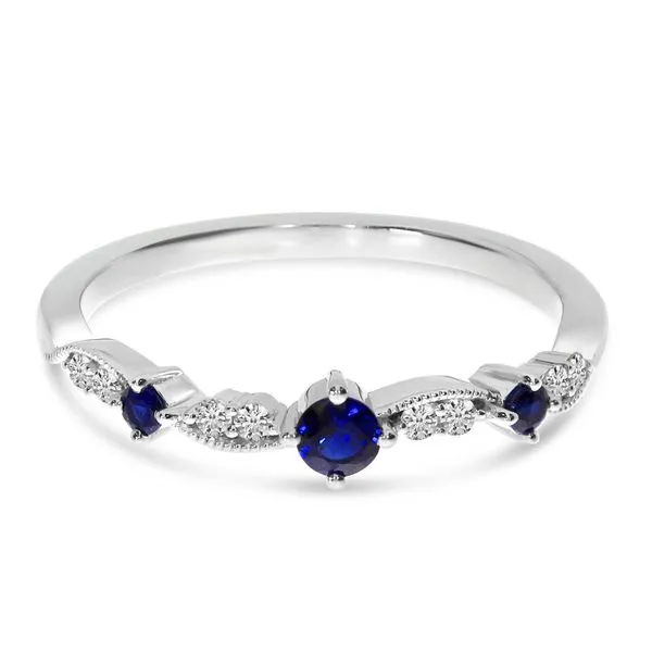 14K White Gold Sapphire and Diamond Stackable Band Ring Image 2 Ambassador Diamond Jewelers Tucson, AZ