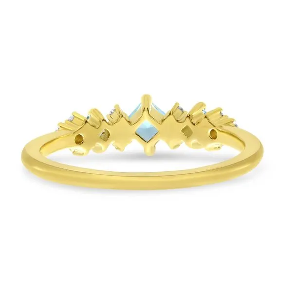14K Yellow Gold Triple Princess Blue Topaz with Diamond Ring Image 3 J. Meredith Jewelers Delafield, WI
