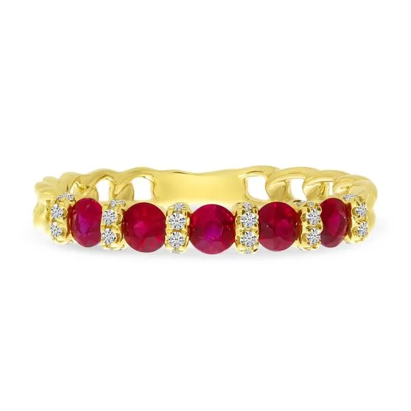 14K Yellow Gold Ruby and Diamond Chain Ring Image 3 Ambassador Diamond Jewelers Tucson, AZ