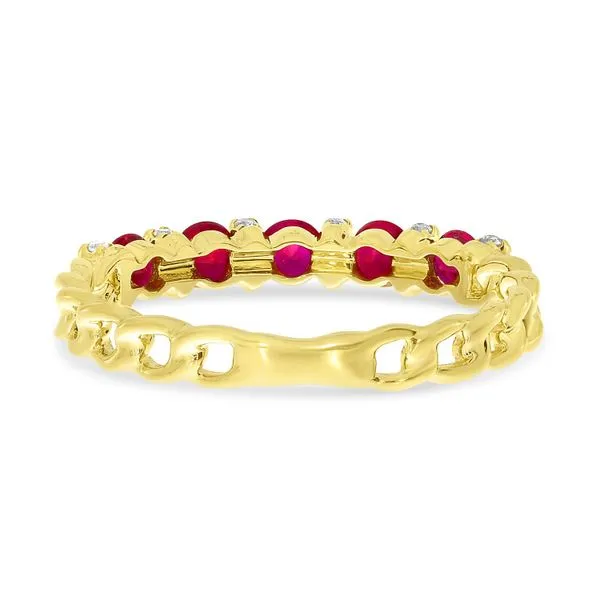 14K Yellow Gold Ruby and Diamond Chain Ring Image 5 Ambassador Diamond Jewelers Tucson, AZ