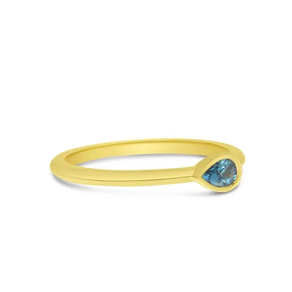 14K Yellow Gold Pear Blue Topaz Semi Precious Ring Image 3 J. Meredith Jewelers Delafield, WI