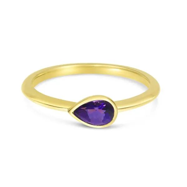 14K Yellow Gold Pear Amethyst Semi Precious Ring Image 2 Davidson Jewelers East Moline, IL