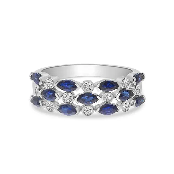 14k White Gold Pear Marquise Sapphire And Diamond Band J. Meredith Jewelers Delafield, WI
