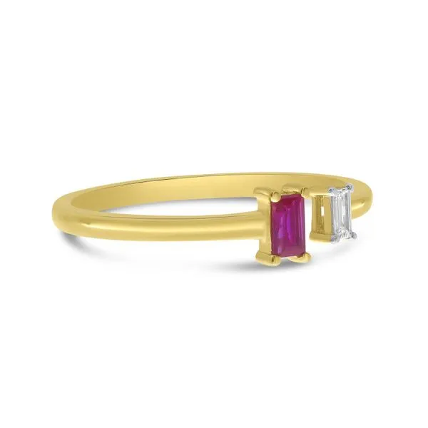 14K Yellow Gold Ruby and Diamond Baguette Duo Ring Image 3 Ambassador Diamond Jewelers Tucson, AZ