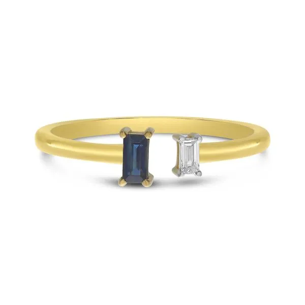 14K Yellow Gold Sapphire and Diamond Baguette Duo Ring Ambassador Diamond Jewelers Tucson, AZ