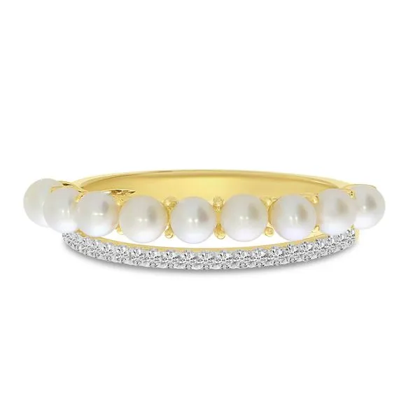 14K Yellow Gold Diamond and Pearl Band Rick's Jewelers California, MD