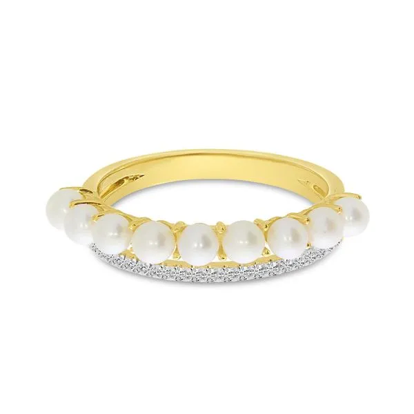 14K Yellow Gold Diamond and Pearl Band Image 2 Clater Jewelers Louisville, KY
