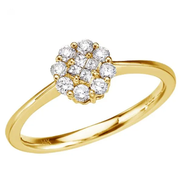 14k Yellow Gold .34 Ct Diamond Cluster Ring Ambassador Diamond Jewelers Tucson, AZ
