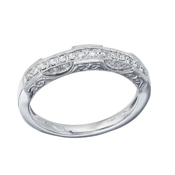14K White Gold Filigree Diamond Band Ring Ambassador Diamond Jewelers Tucson, AZ
