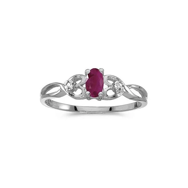 10k White Gold Oval Ruby And Diamond Ring Ambassador Diamond Jewelers Tucson, AZ