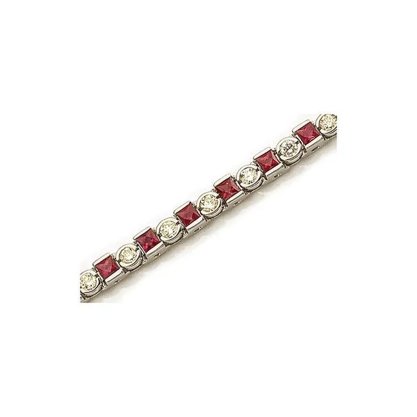 14K White Gold Princess-Cut Ruby and Diamond Bracelet Ambassador Diamond Jewelers Tucson, AZ