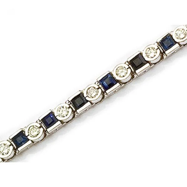 14K White Gold Princess-Cut Sapphire and Diamond Bracelet Ambassador Diamond Jewelers Tucson, AZ