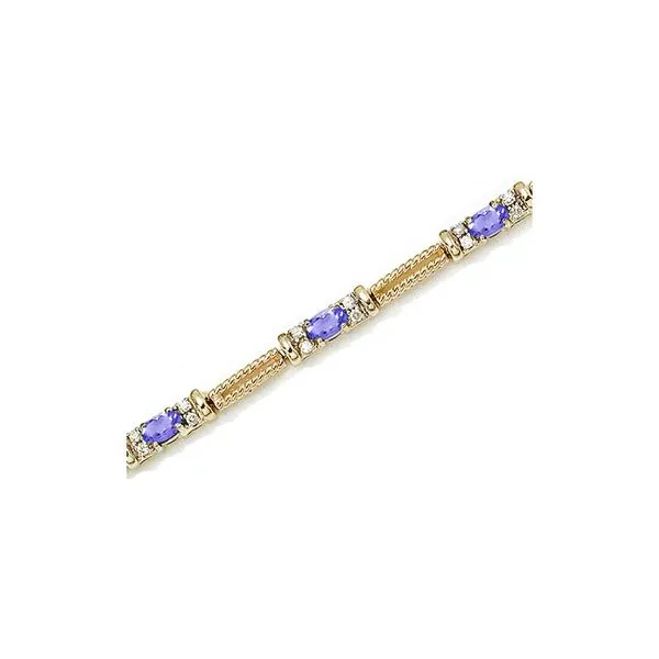 14K Yellow Gold Oval Tanzanite and Diamond Bracelet Castle Couture Fine Jewelry Manalapan, NJ