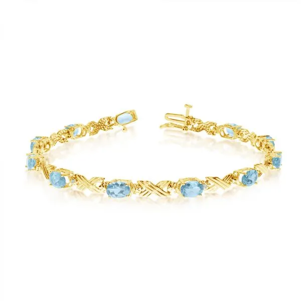 10K Yellow Gold Oval Aquamarine and Diamond Bracelet Ambassador Diamond Jewelers Tucson, AZ