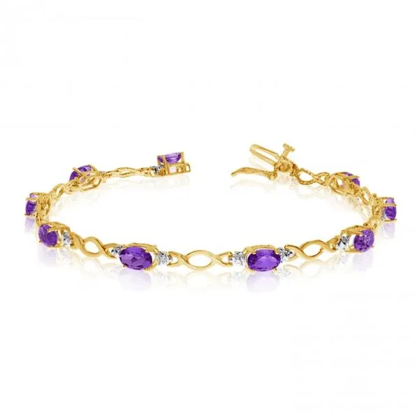 10K Yellow Gold Oval Amethyst and Diamond Bracelet Davidson Jewelers East Moline, IL