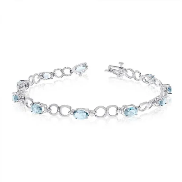 10K White Gold Oval Aquamarine and Diamond Bracelet Ambassador Diamond Jewelers Tucson, AZ