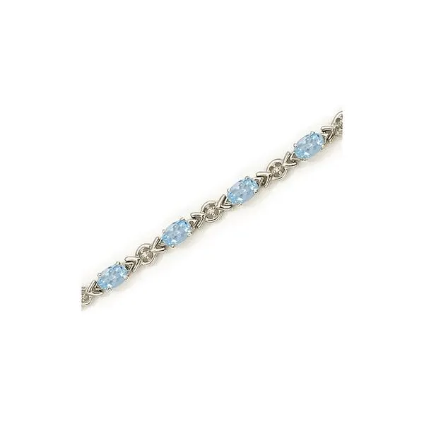 10K White Gold Oval Aquamarine and Diamond Bracelet Ambassador Diamond Jewelers Tucson, AZ