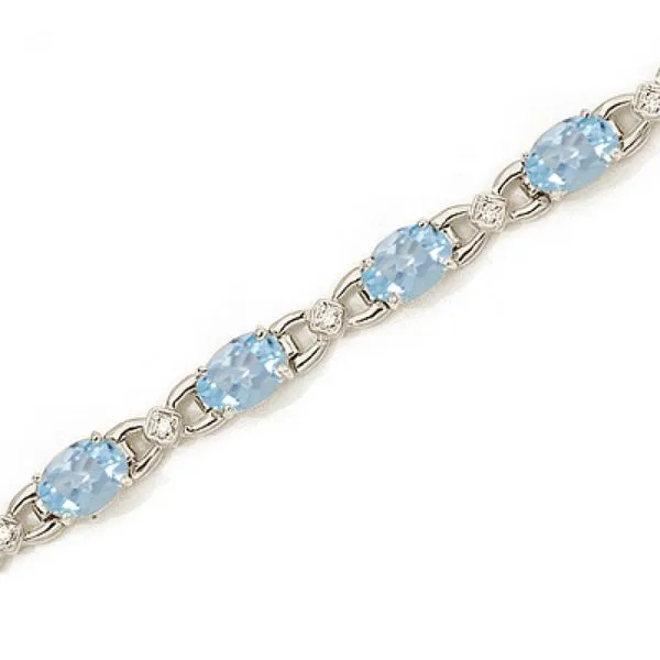 14K White Gold Oval Aquamarine and Diamond Bracelet Arlene's Fine Jewelry Vidalia, GA