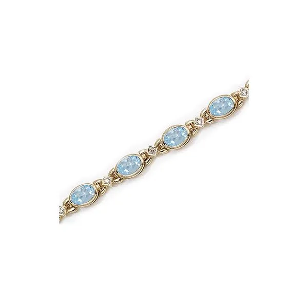 14K Yellow Gold Oval Aquamarine and Diamond Bracelet Ambassador Diamond Jewelers Tucson, AZ