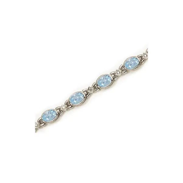 14K White Gold Oval Aquamarine and Diamond Bracelet Ambassador Diamond Jewelers Tucson, AZ