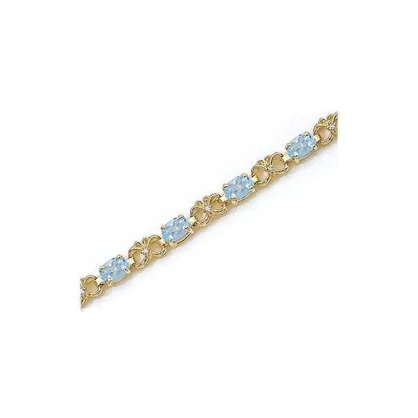 14K Yellow Gold Oval Aquamarine and Diamond Bracelet Ambassador Diamond Jewelers Tucson, AZ