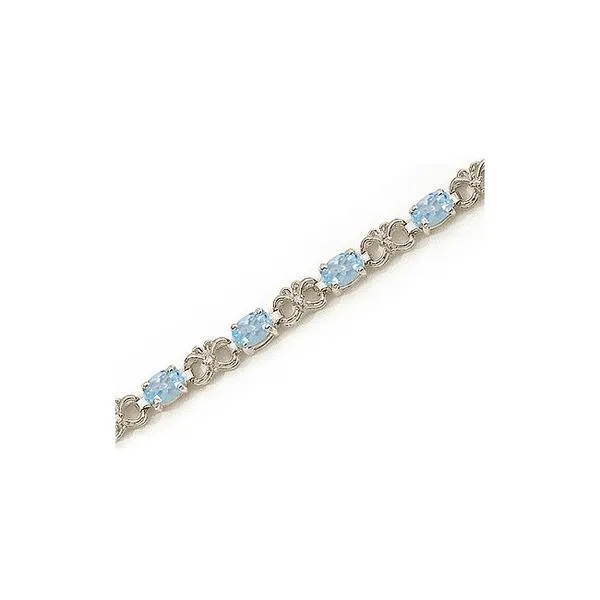 14K White Gold Oval Aquamarine and Diamond Bracelet The Jewelry Source El Segundo, CA