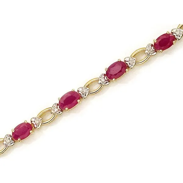 14K Yellow Gold Oval Ruby and Diamond Bracelet The Jewelry Source El Segundo, CA