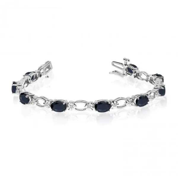 14K White Gold Oval Sapphire and Diamond Bracelet Ambassador Diamond Jewelers Tucson, AZ