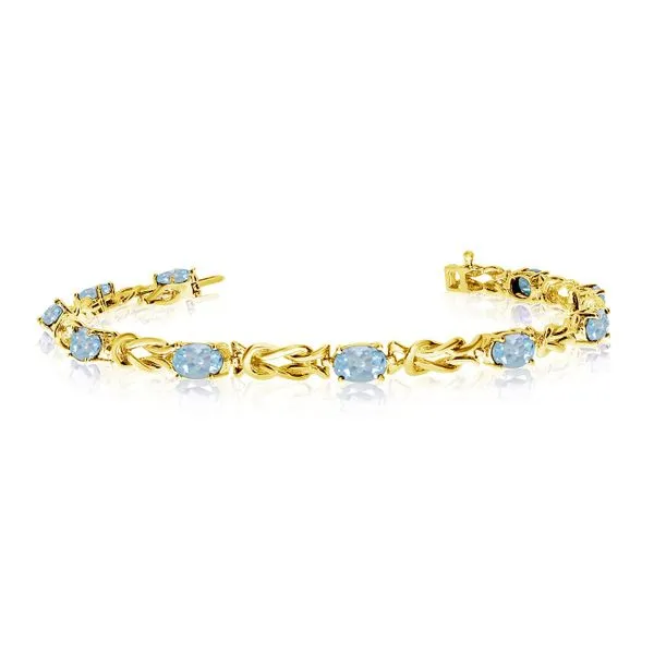 14K Yellow Gold Oval Aquamarine Bracelet Ambassador Diamond Jewelers Tucson, AZ