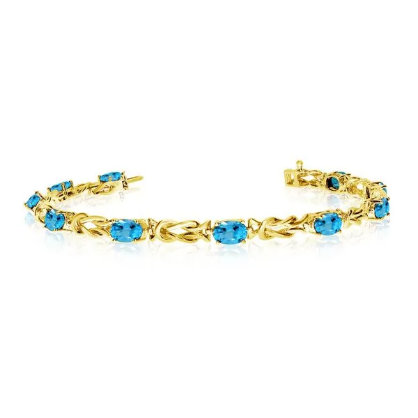 14K Yellow Gold Oval Blue Topaz Bracelet Davidson Jewelers East Moline, IL