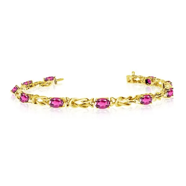 14K Yellow Gold Oval Pink Topaz Bracelet Ambassador Diamond Jewelers Tucson, AZ